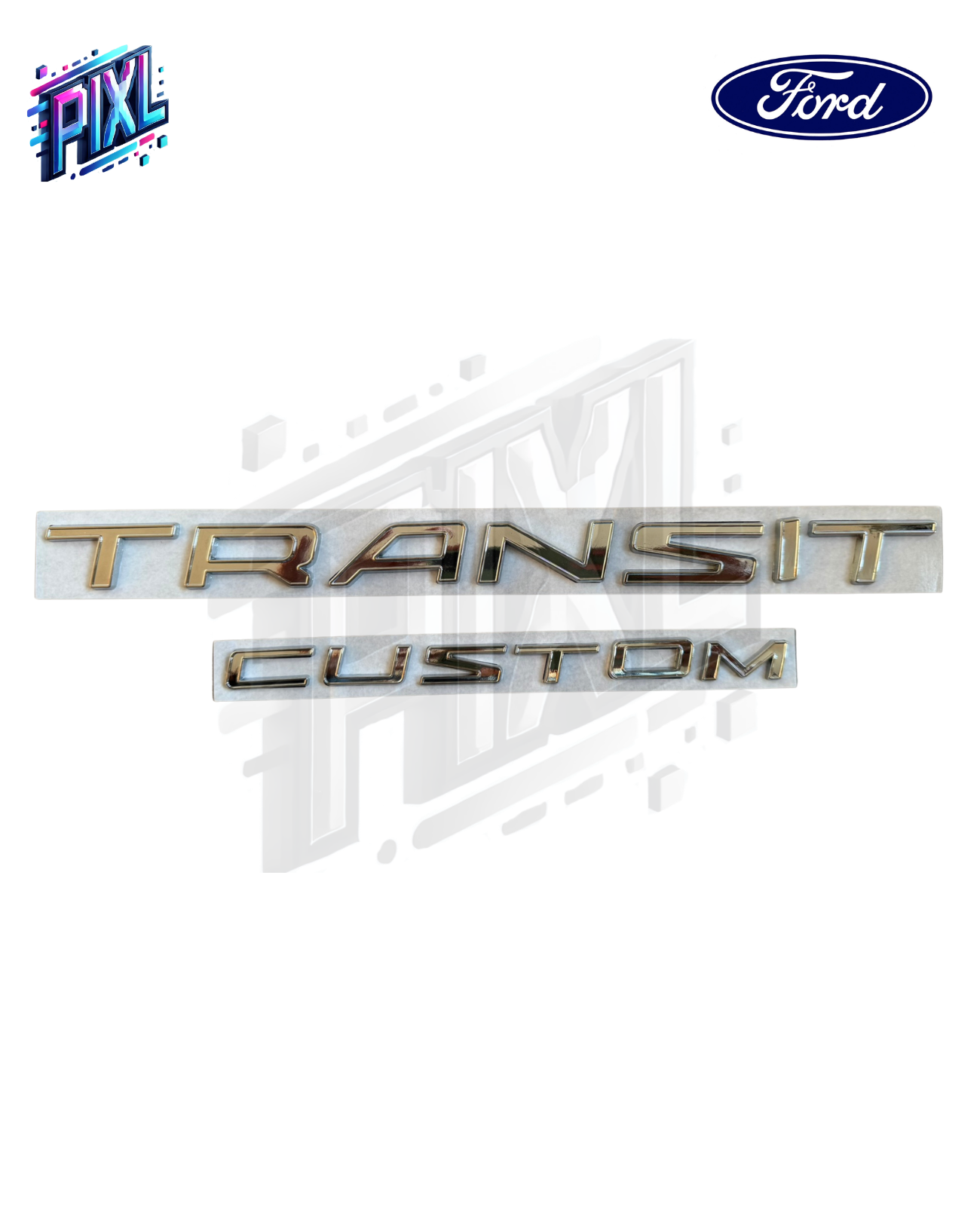Transit Custom Tailgate Badges - Chrome
