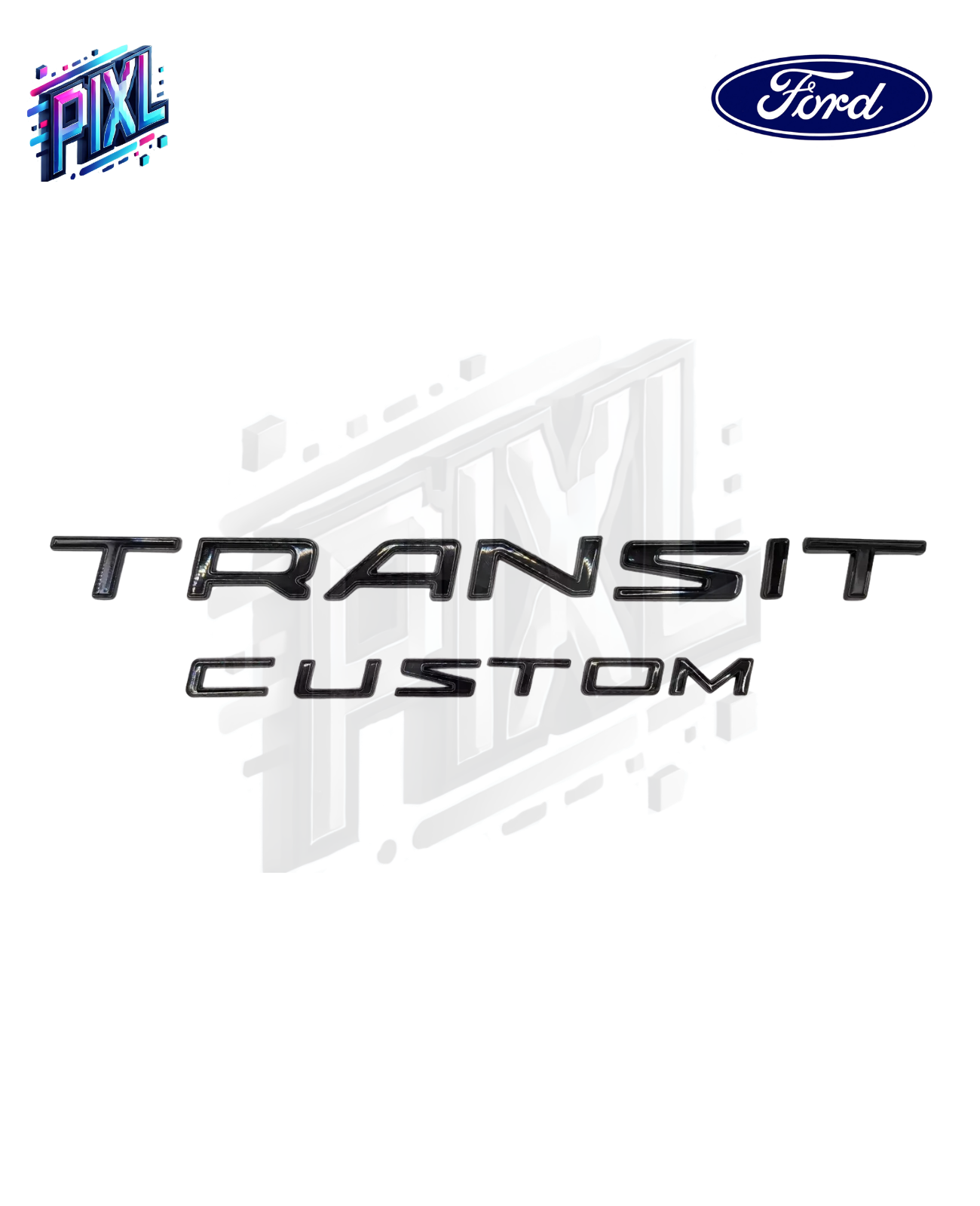 Transit Custom Tailgate Badges - Black